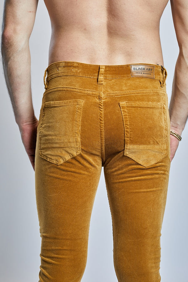 Men's Caramel Corduroy Full Slim Fit Pants