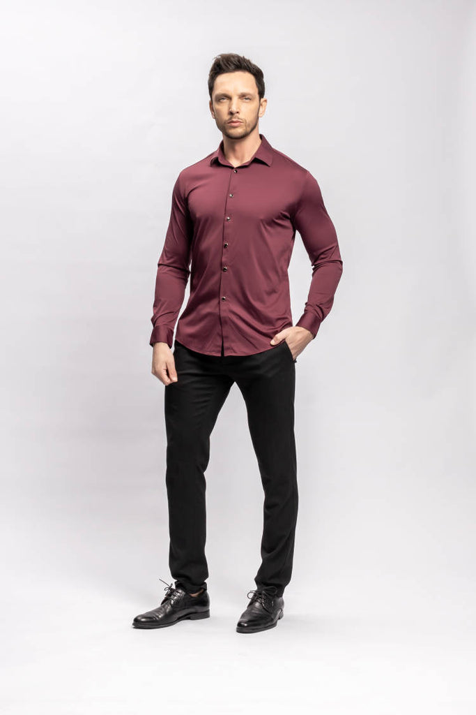 Formal Maroon Textured Shirt - Setal