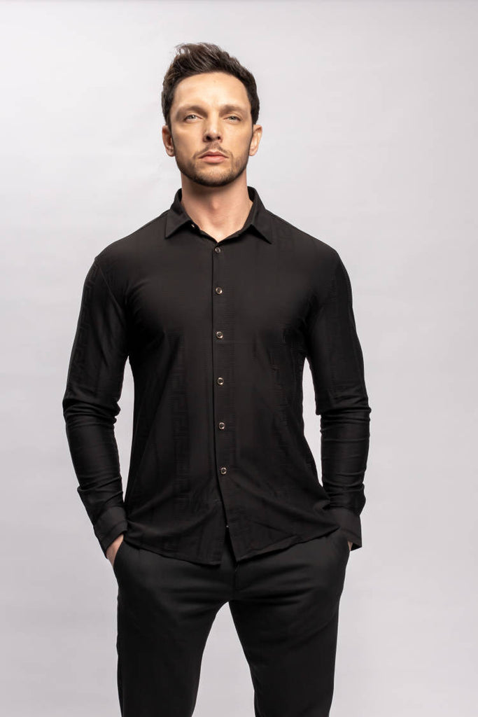 Black Geometric Patterned Shirt